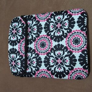 Thirty-One Tote-A-Tablet Case 9.5"x7" Black/Pink/White